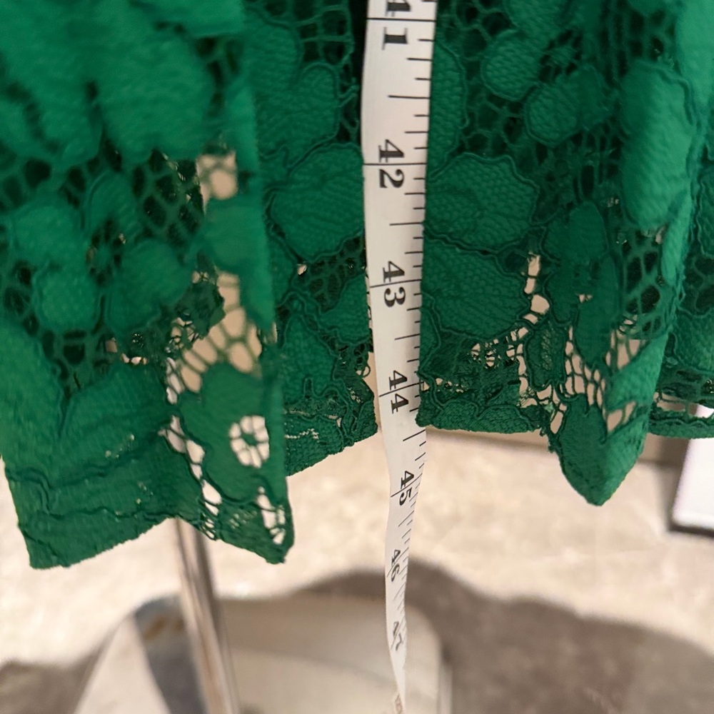 Carolina Herrera Emerald Green Long-Sleeve Lace Shirt Dress - Picture 7 of 16